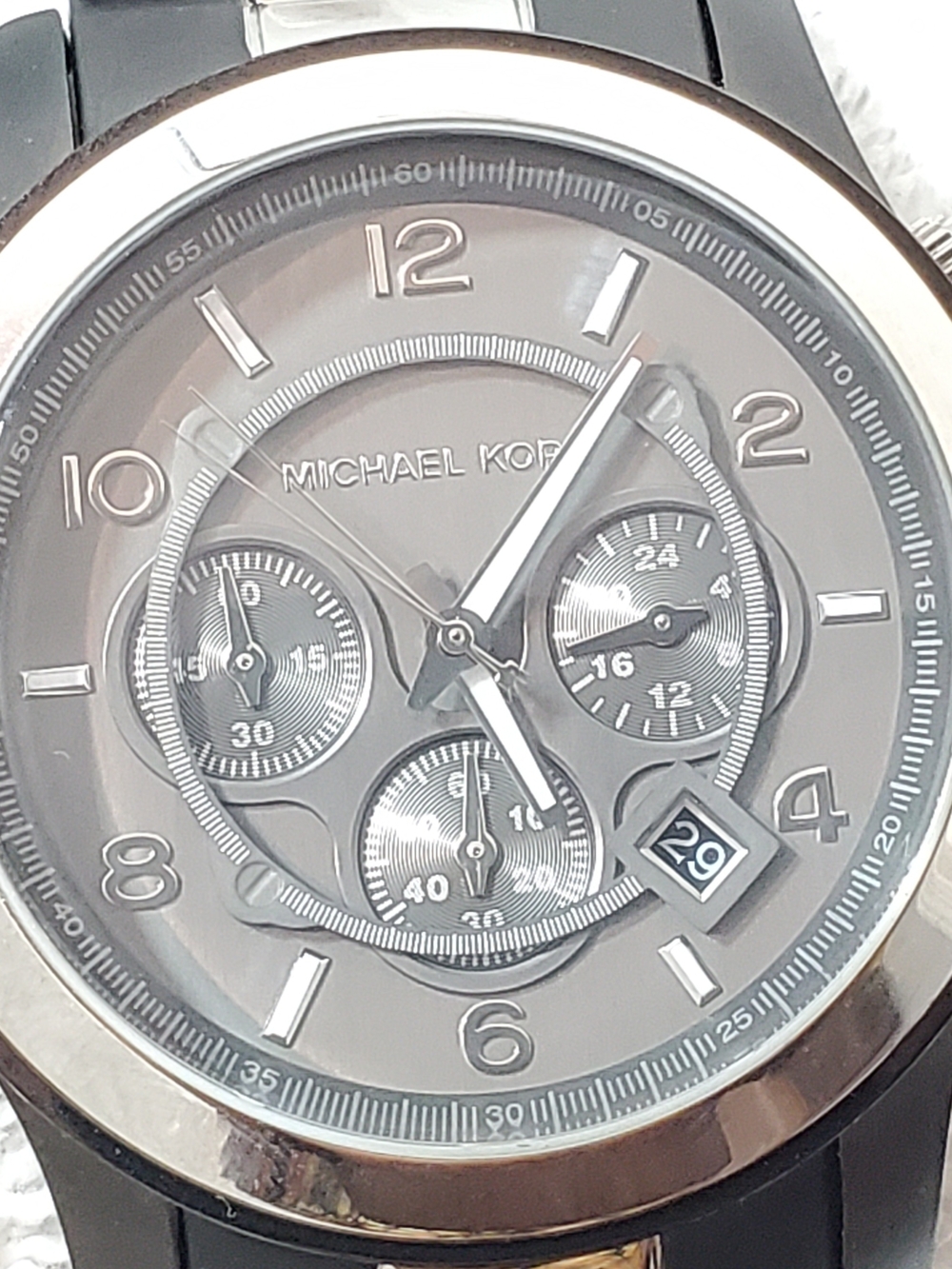 Michael Kors Men’s Chronograph Date Quartz Watch Black Silver Stainless Steel
